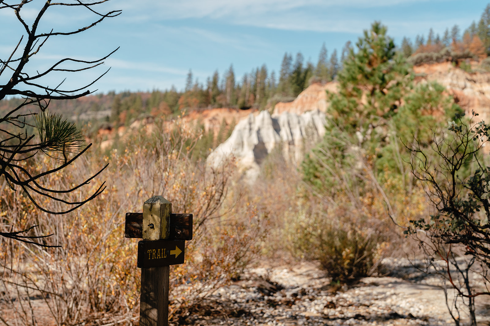 Photo of the trailhead at Malakoff diggins state park