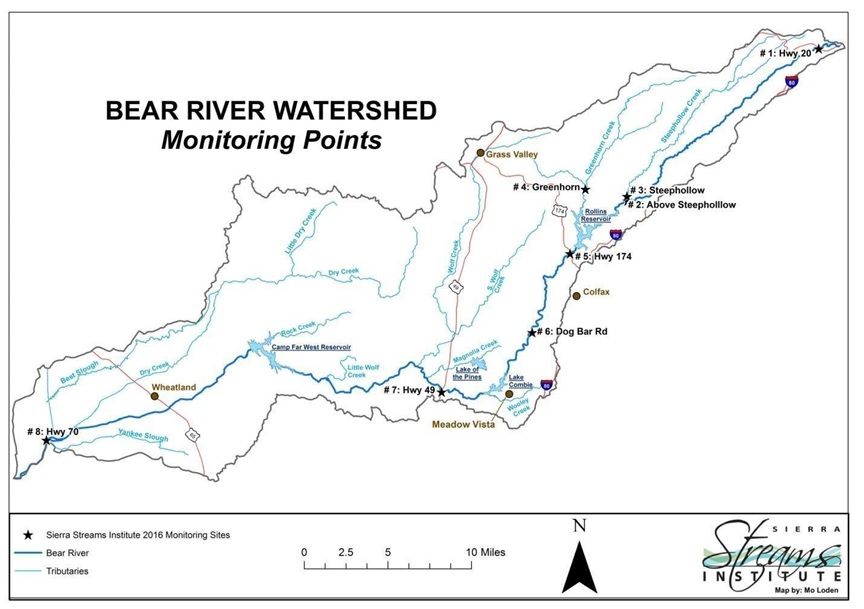 A map of the Bear River watershed monitoring sites 