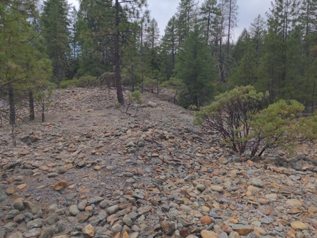 Rock piles formed from the Red Dog/You Bet hydraulic and drift mine